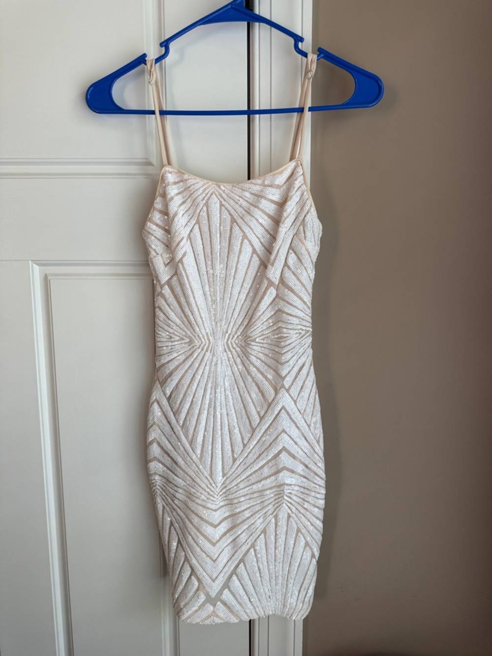 Lulu's Ivory Sequin Geometric Mini Slip Dress